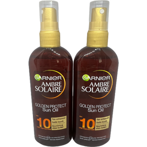 garnier sun oil ambre solaire spf10 golden protect spray 150ml x 2 
