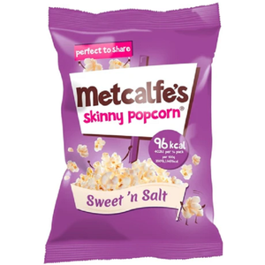 2 Cases Of 8 (16) Metcalfe's Skinny Popcorn Sweet and Salt, 80 g BB 04.07.2020
