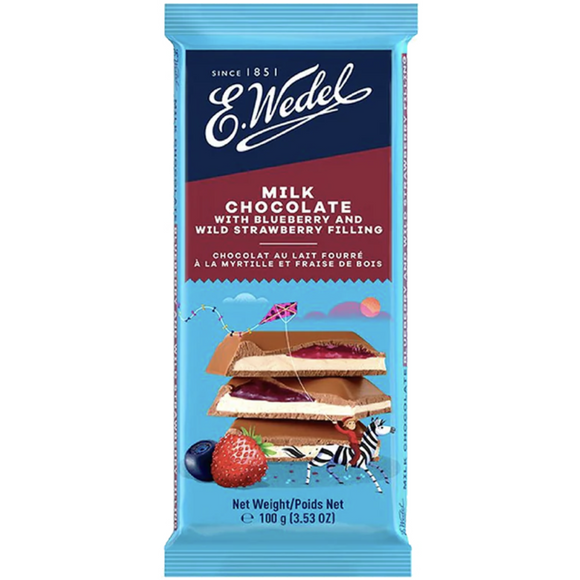 E.Wedel Milk Chocolate Blueberry & Strawberry Filling x 10 100gm Bars! SEE DATES